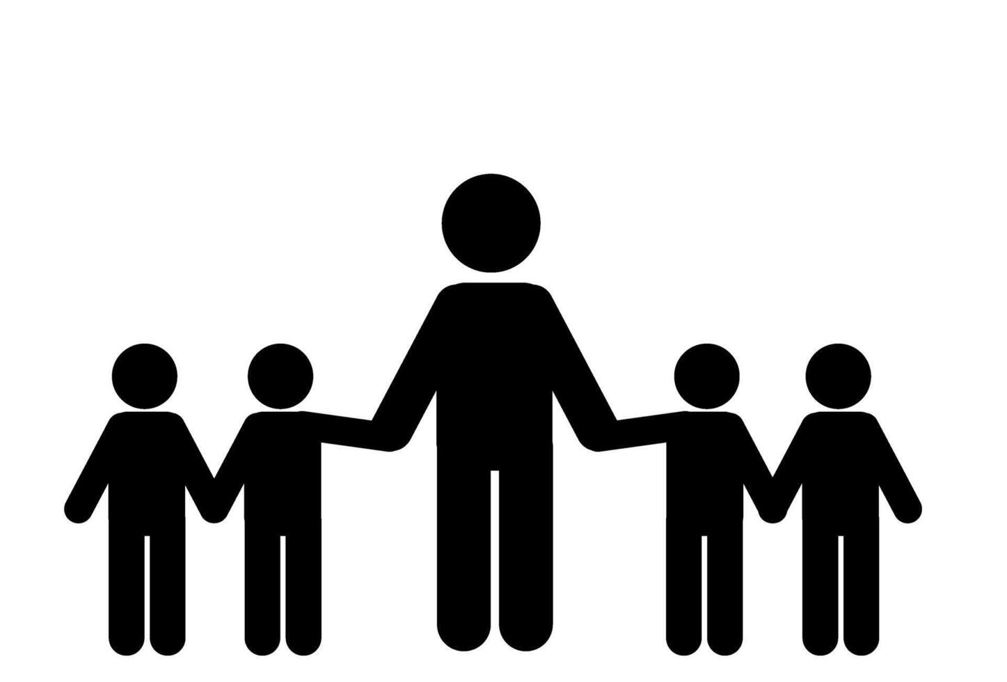 illustration of father with many children, parents and children vector