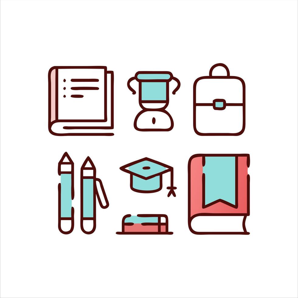 school supplies icon set vector