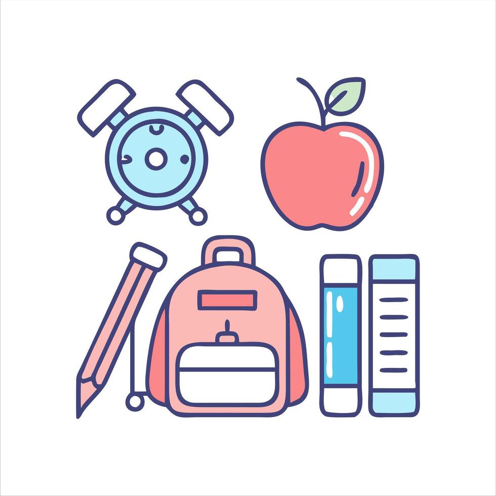 school supplies icon set vector