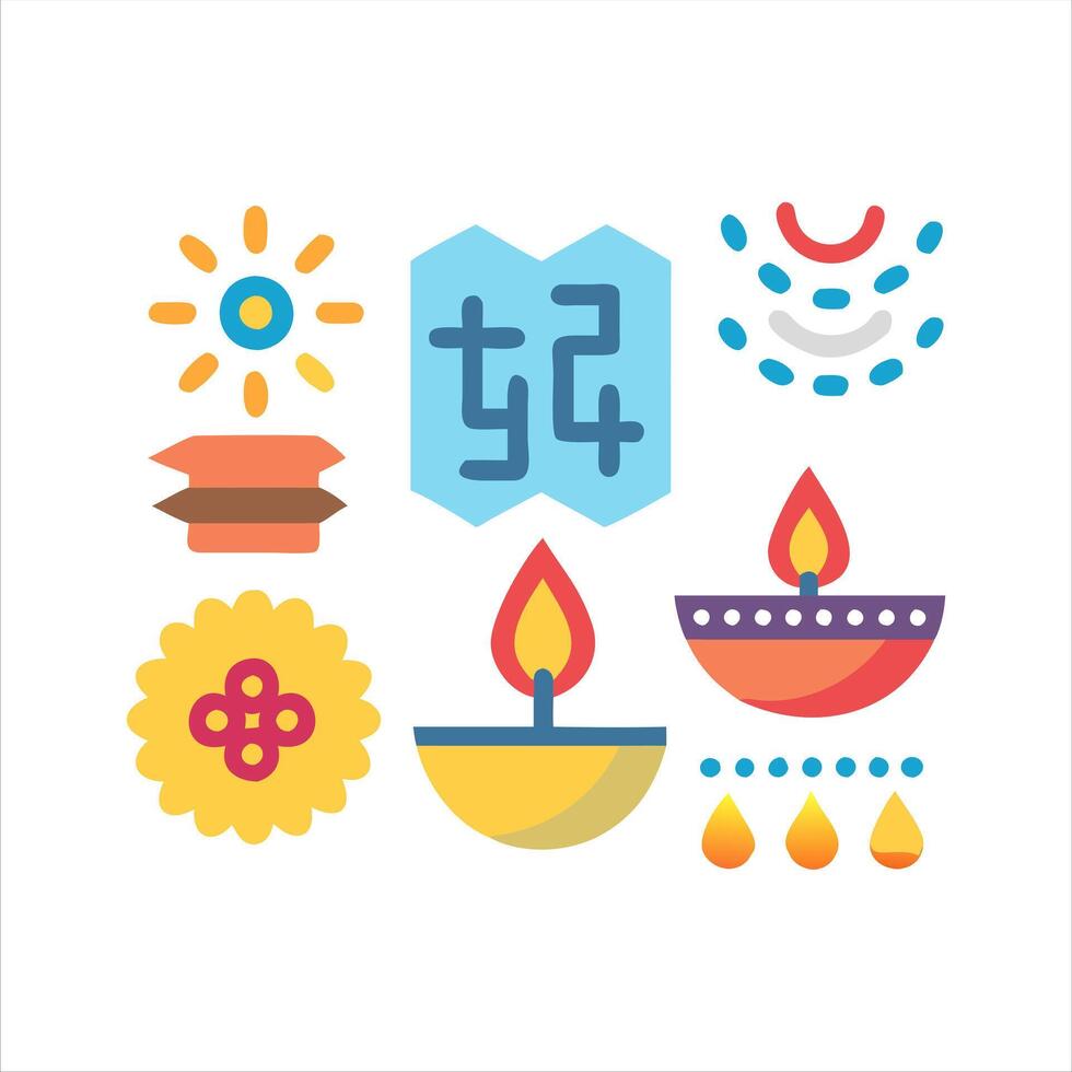 Diwali icon collection vector
