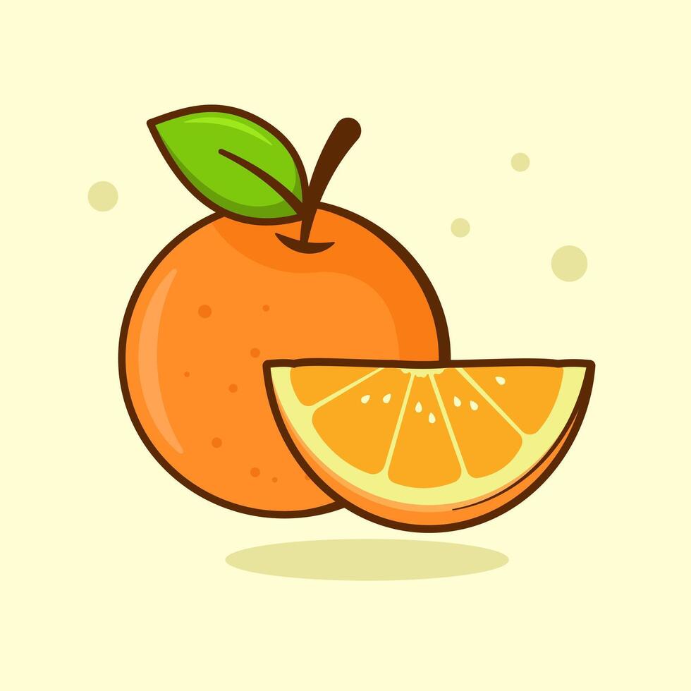 Orange cartoon illustration. Suitable for fresh fruit design element. Orange slice. vector