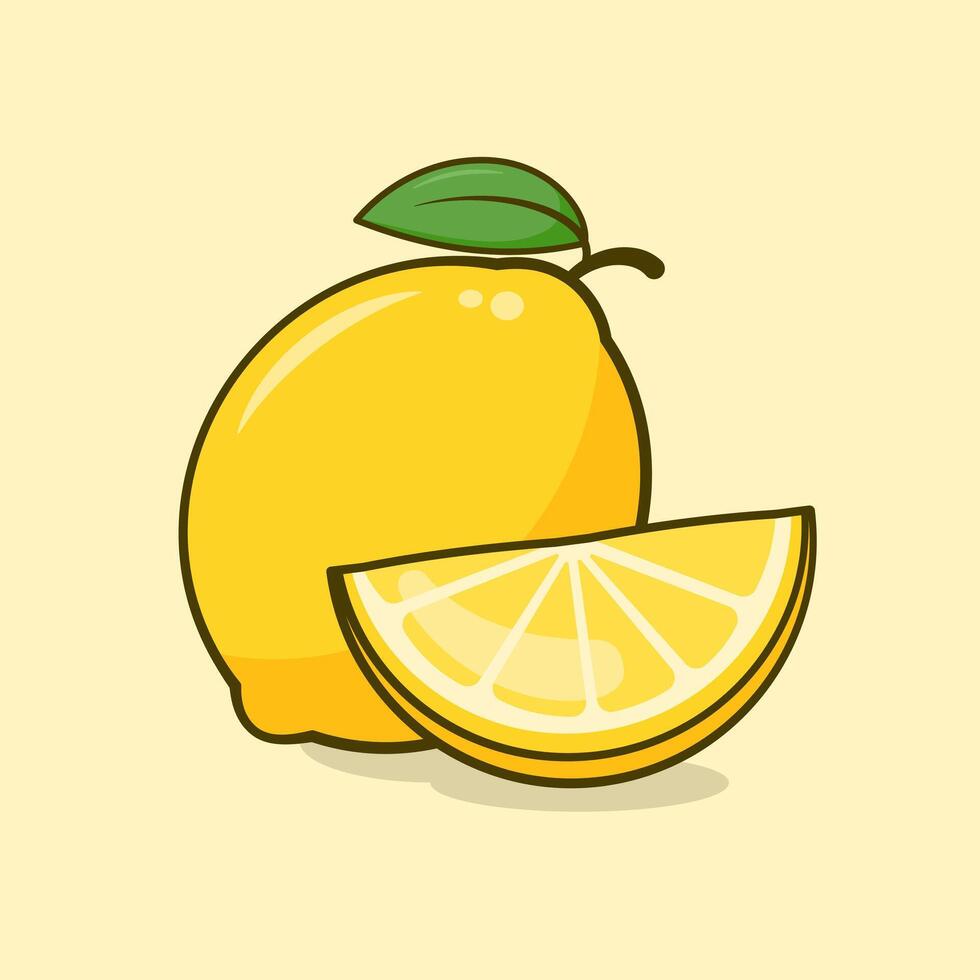 Lemon cartoon illustration. Suitable for design element of tropical fruit. Lime slice graphic resources. vector