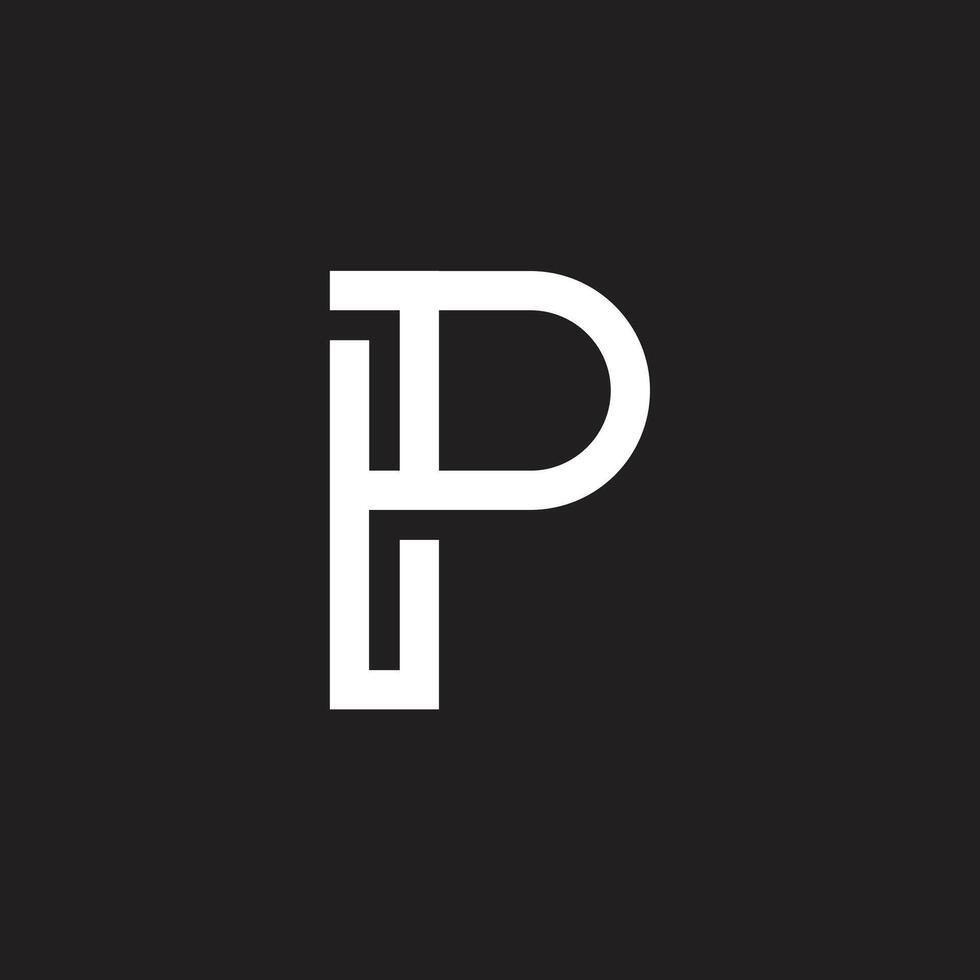 the letter p logo on a black background vector
