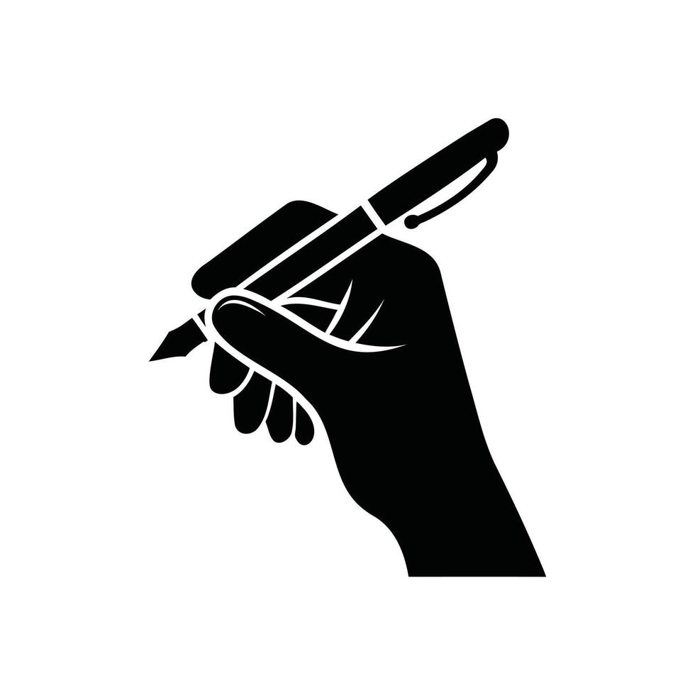 Creative Hand Writing with Pen Icon Perfect for Educational and Design Themes vector
