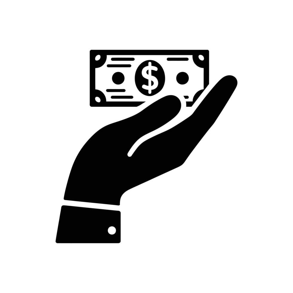 Silhouette of Hand Holding Dollar Bill Money Transaction Illustration vector