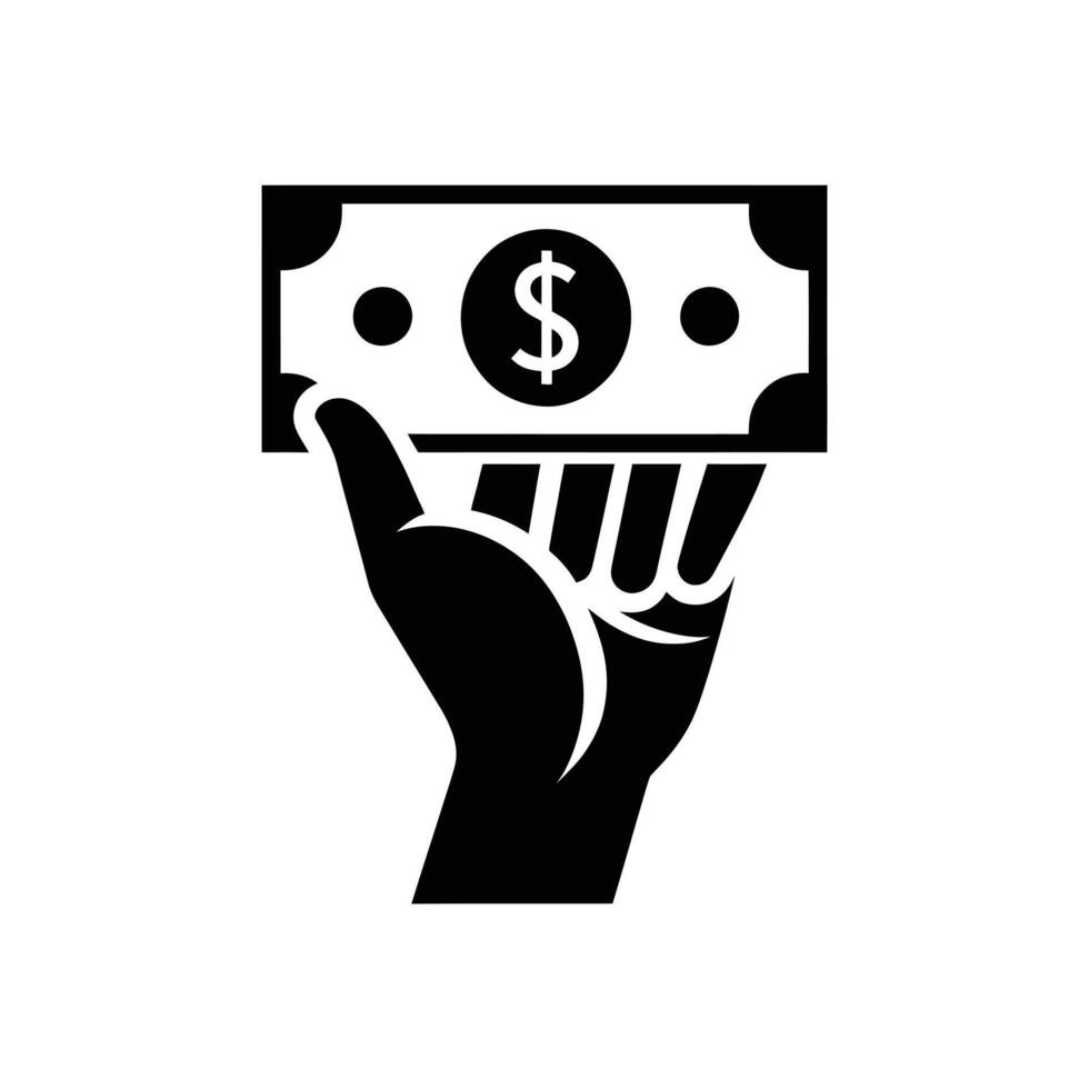Business Finance Hand with Dollar Bill Silhouette for Payment Illustrations vector