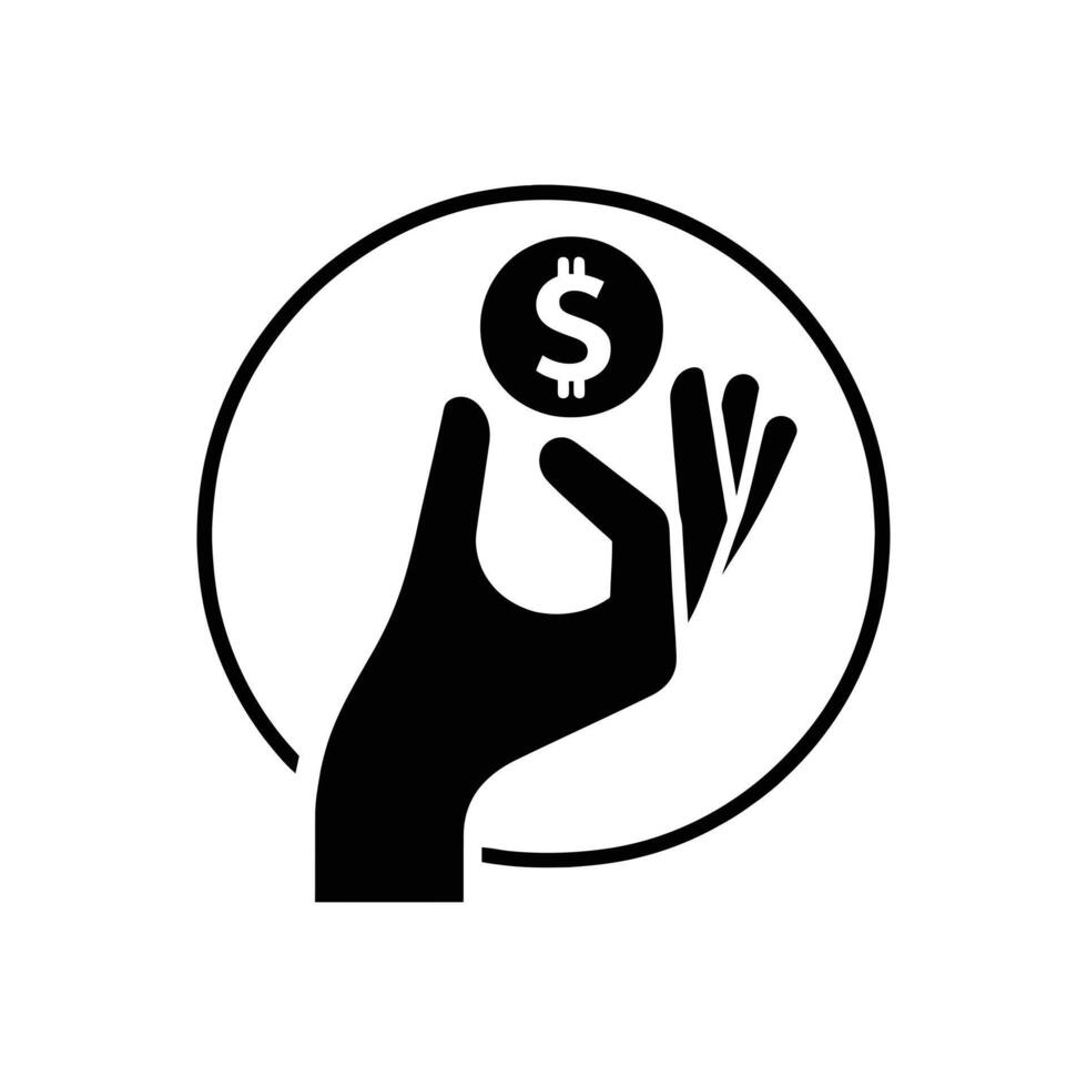 Financial Icon Hand Giving Dollar Bill High-Quality Black Silhouette for Business Concepts vector