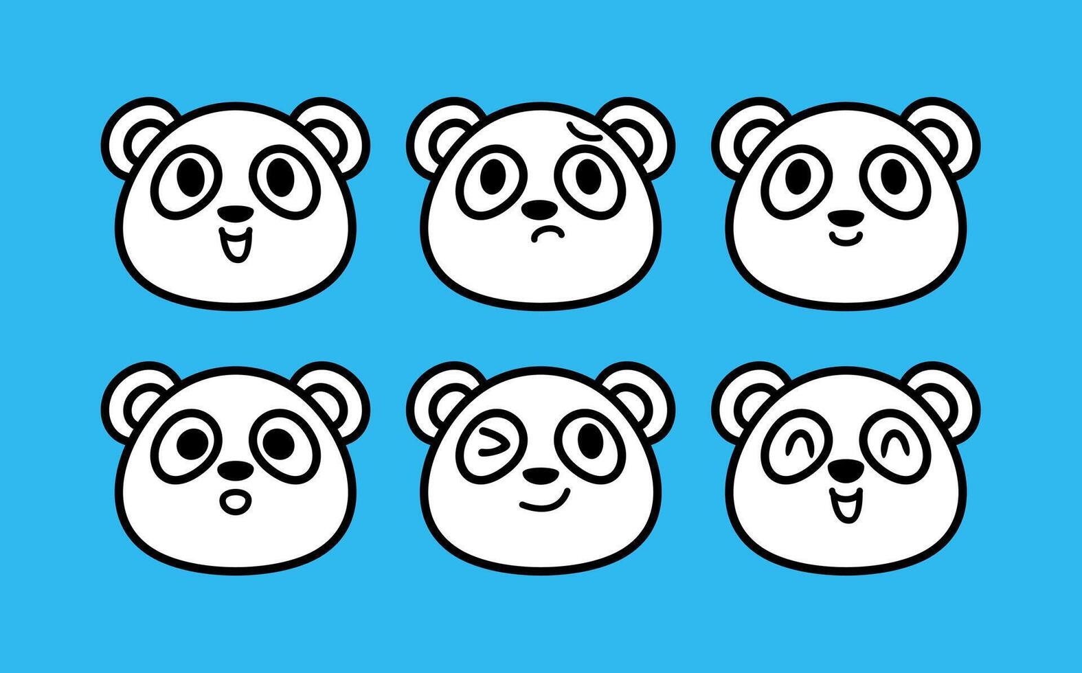 set cute cartoon panda icons isolated vector
