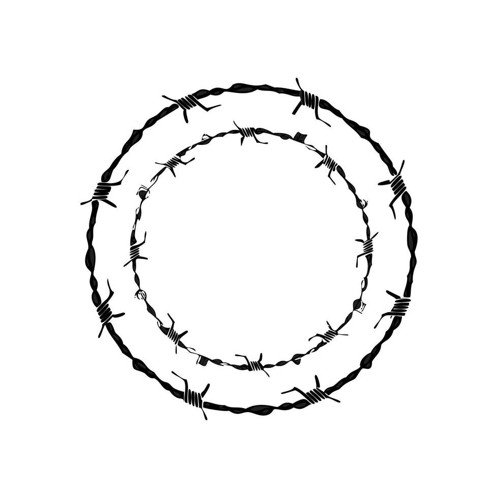 Barbed wire frame. Hand drawn illustration isolated on white background. vector