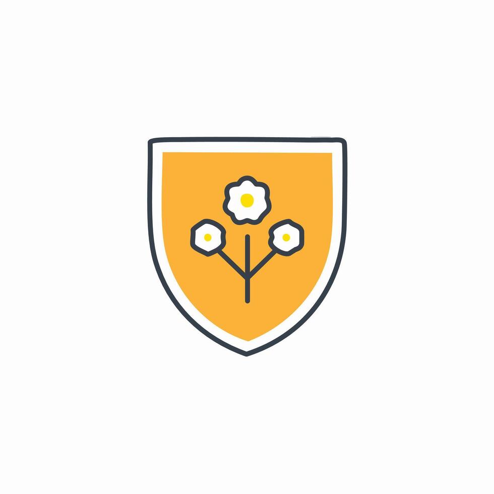 Flower Shield Icon. Flat Color Design illustration. vector