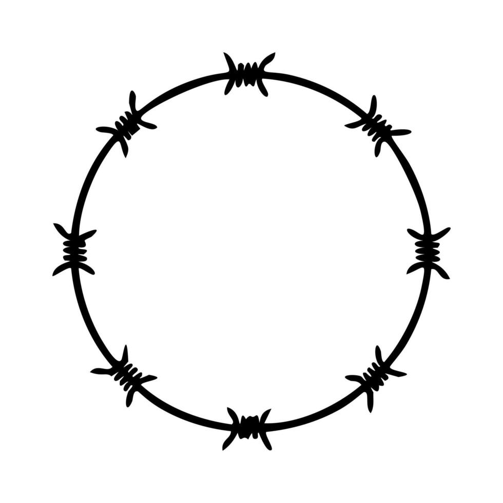 Round frame with barb wire on white background illustration. vector
