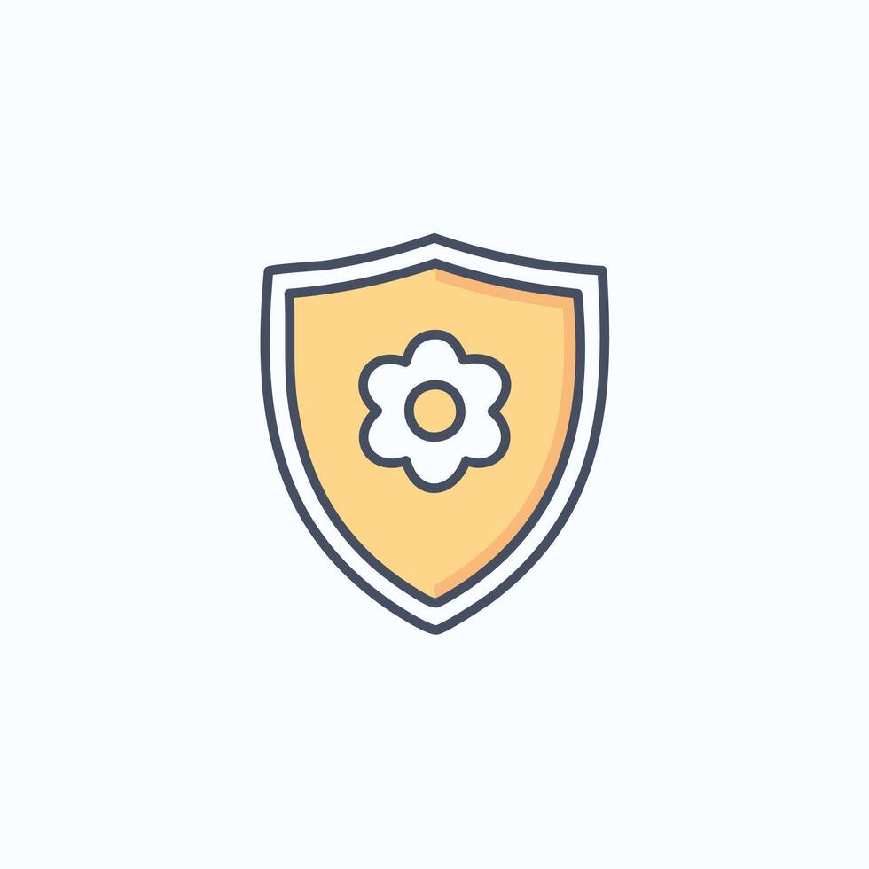 Shield with flower icon. Protection, security, privacy concept illustration. vector
