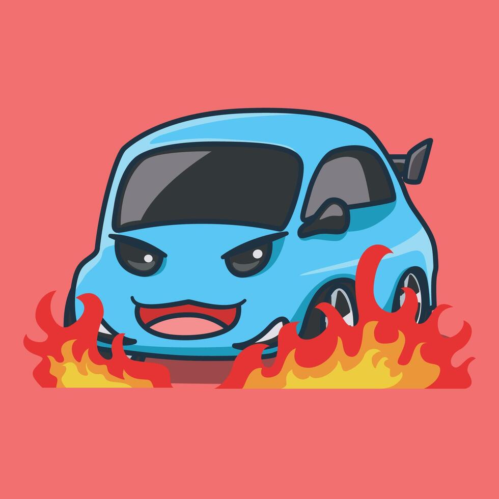 Energic Blue EV Car Cute Cartoon Graphic for Electric Tech Trends vector