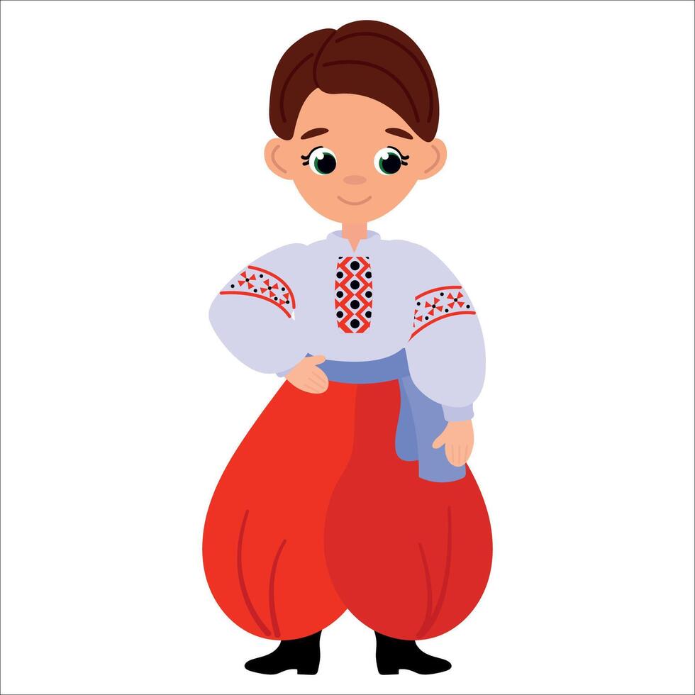 Ukrainian boy in pants. White background, isolate vector