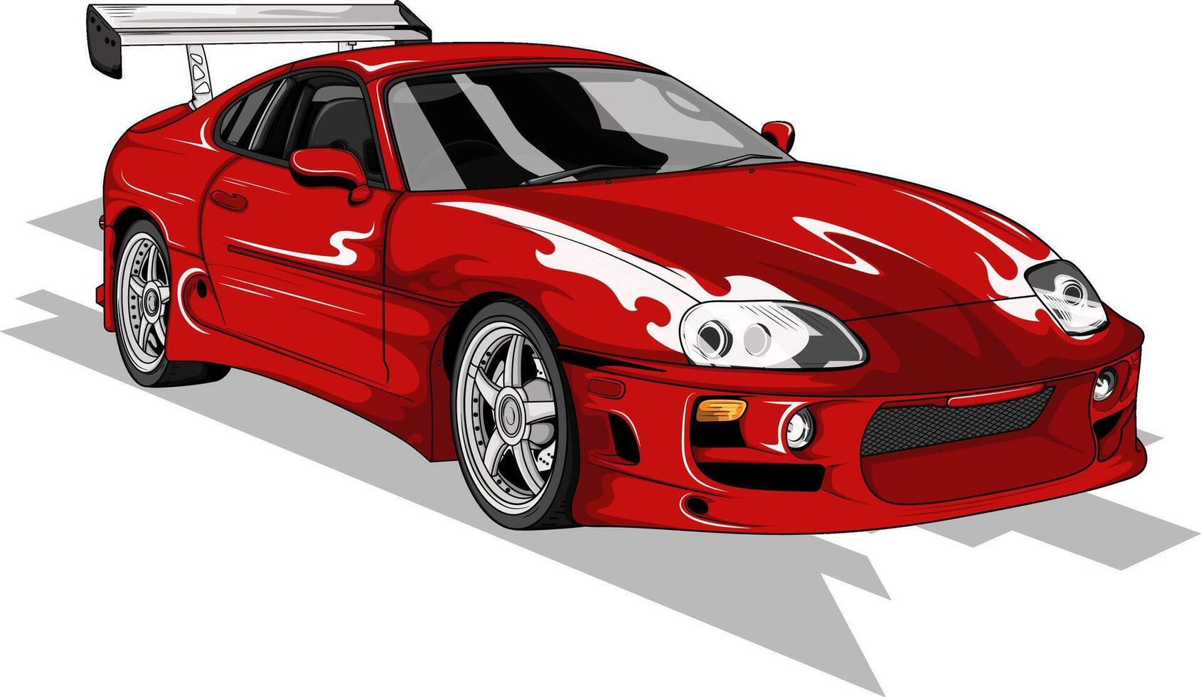 Red racing car t-shirt design vector