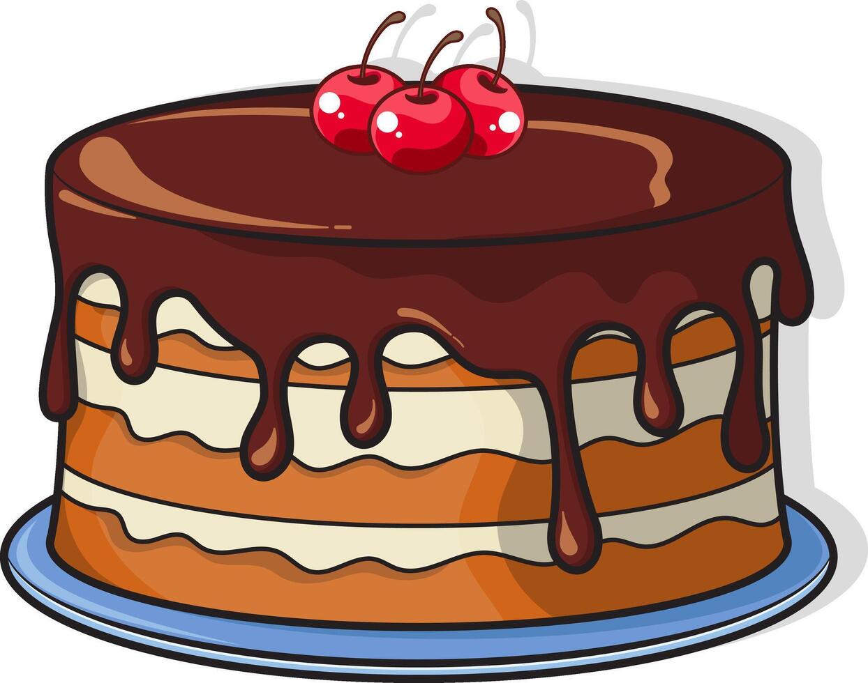 Cake with cherry topping vector