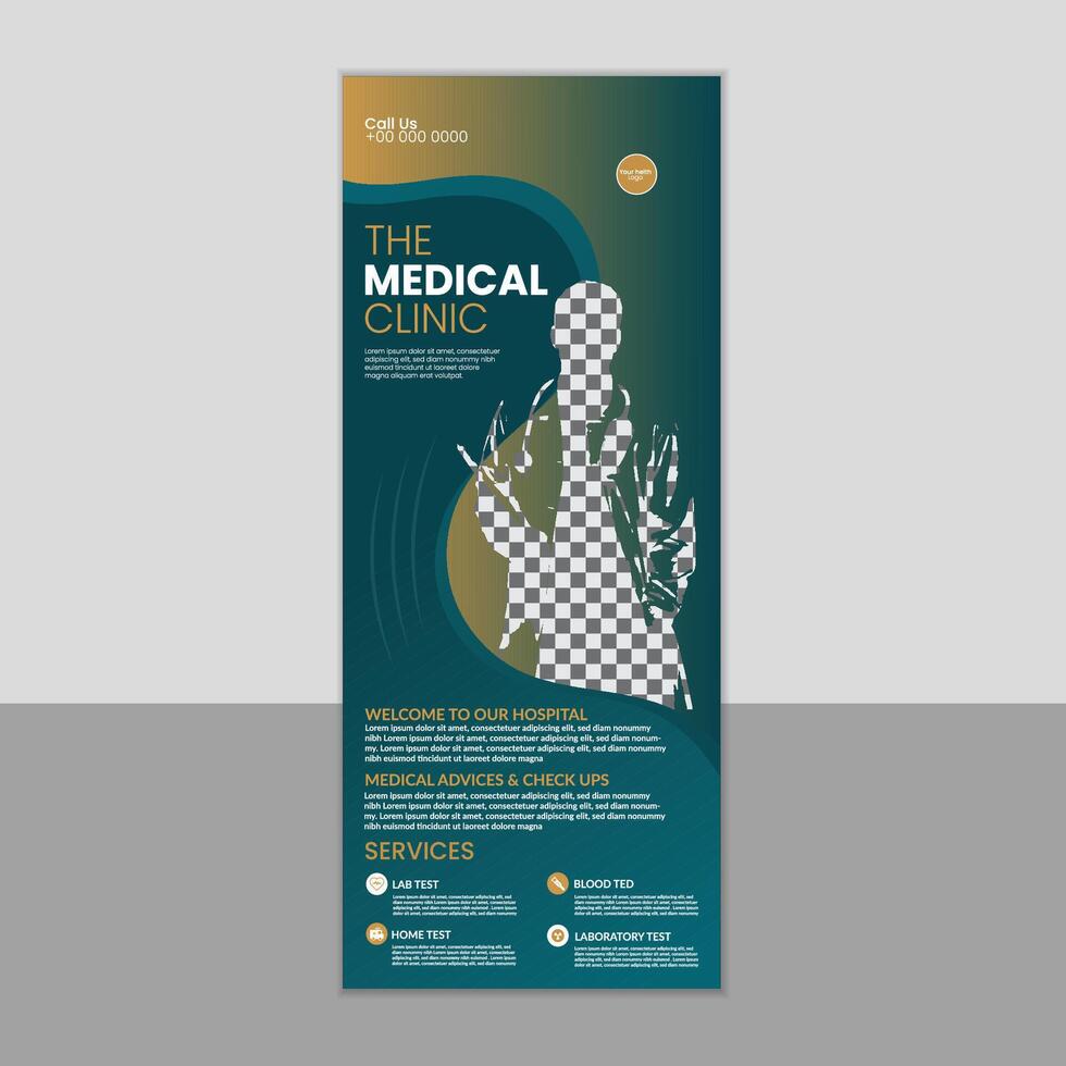 Unique the medical clinic rollup banner design vector
