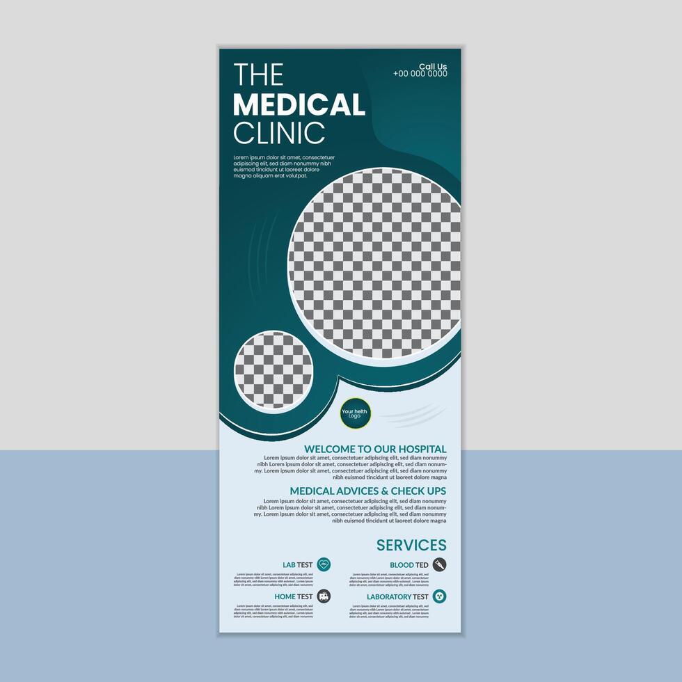 Unique the medical clinic rollup banner design vector