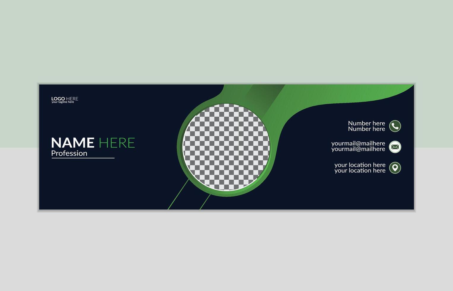 Unique Email signature Design by organic shape and ellipse vector