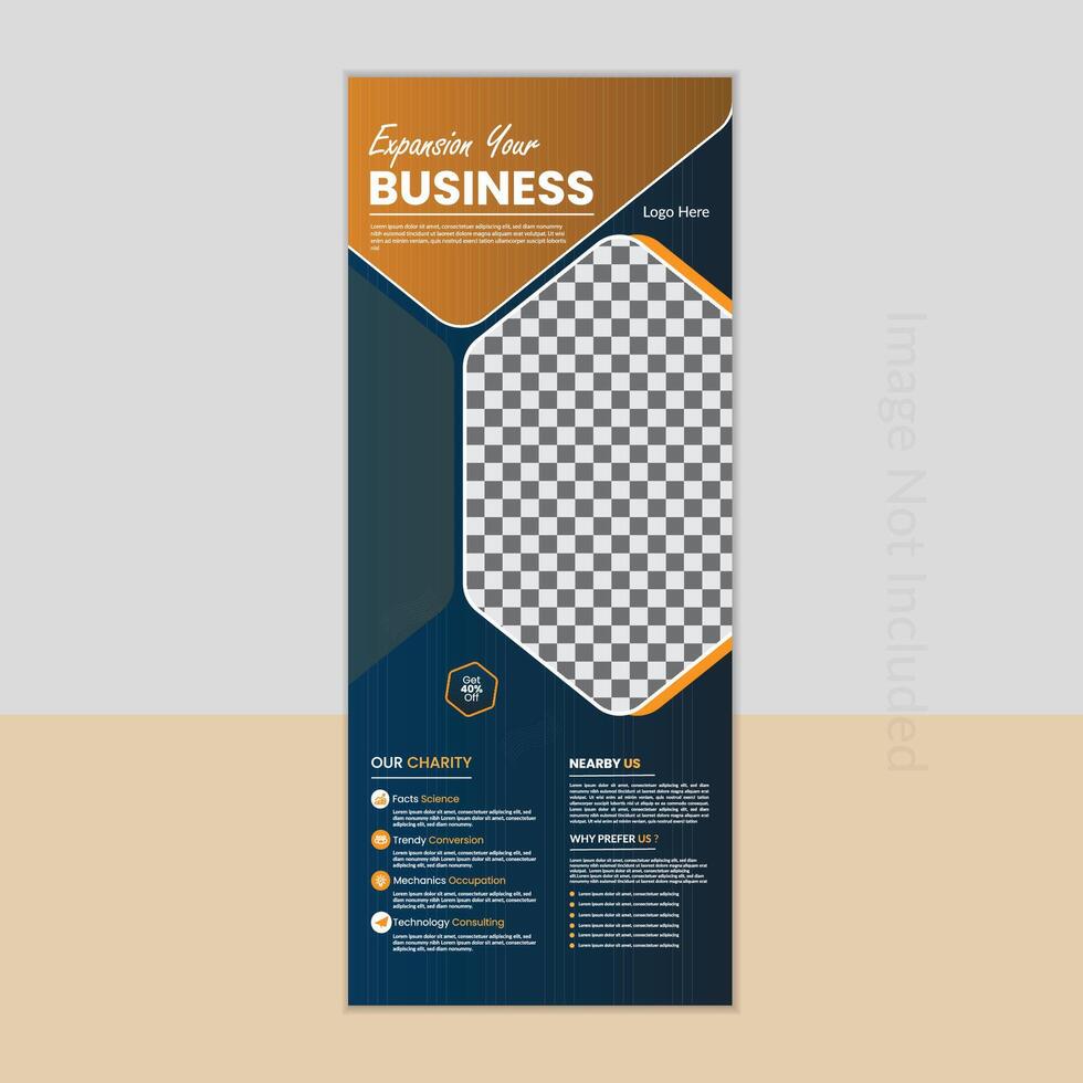 Expansion your business rollup banner design by polygon shape vector