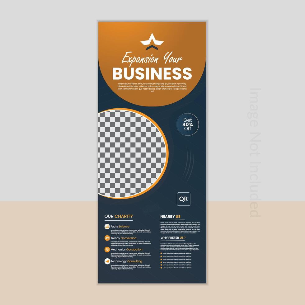 Expansion your business rollup banner design by ellipse shape vector