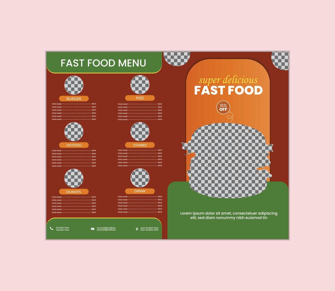 Unique fast food menu design template vector