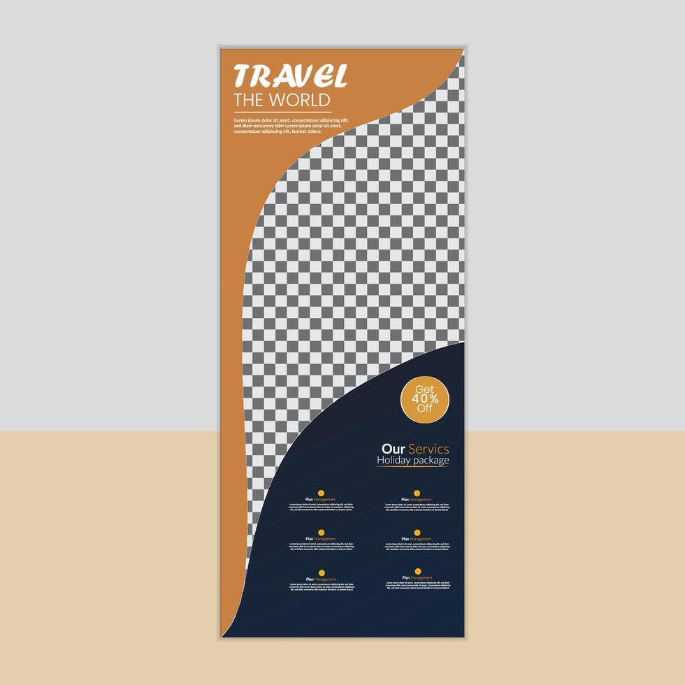 Unique travel the world rollup banner design vector