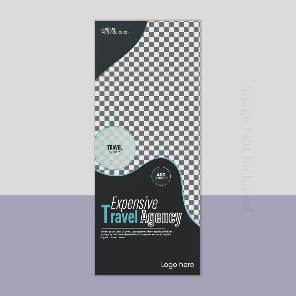 Expensive travel agency rollup banner design vector