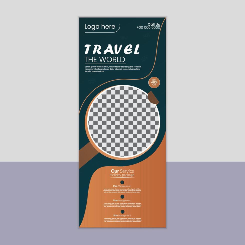 Unique travel the world rollup banner design vector
