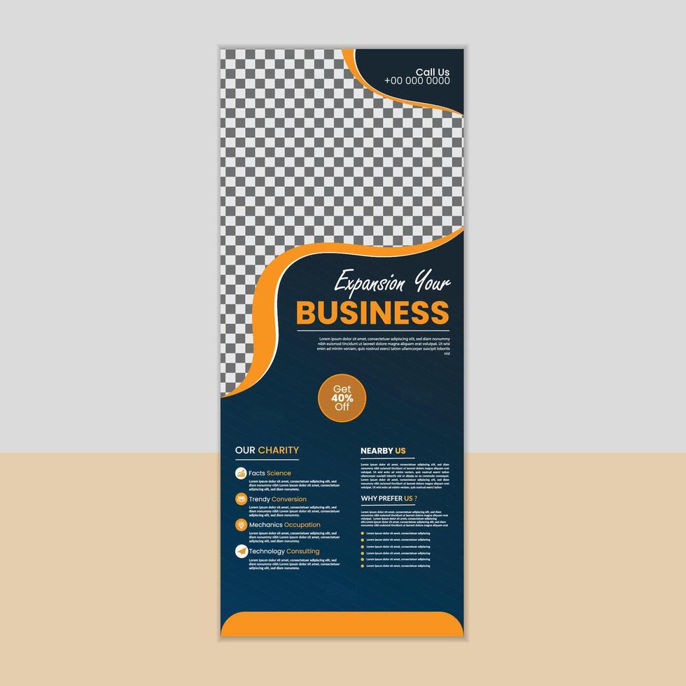 Expansion your business rollup banner design by organic shape vector
