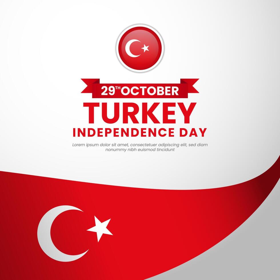 Turkey republic day 29 october square banner with red national flag Background, Cumhuriyet Bayrami vector