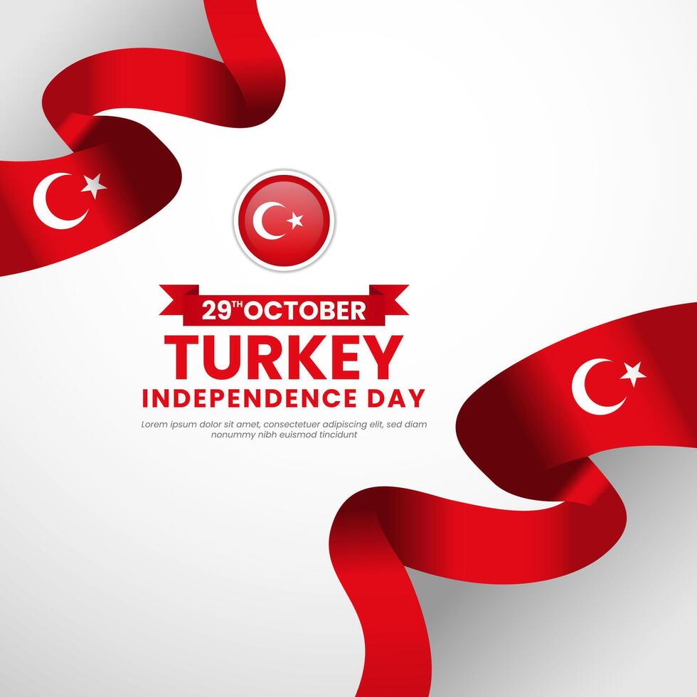 Turkey republic day 29 october square banner with red national flag Background, Cumhuriyet Bayrami vector