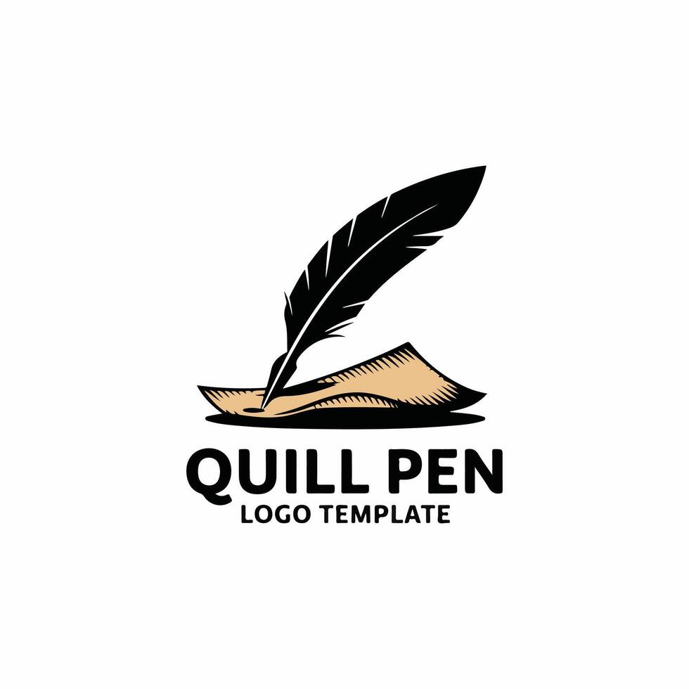 quill pen logo template vector