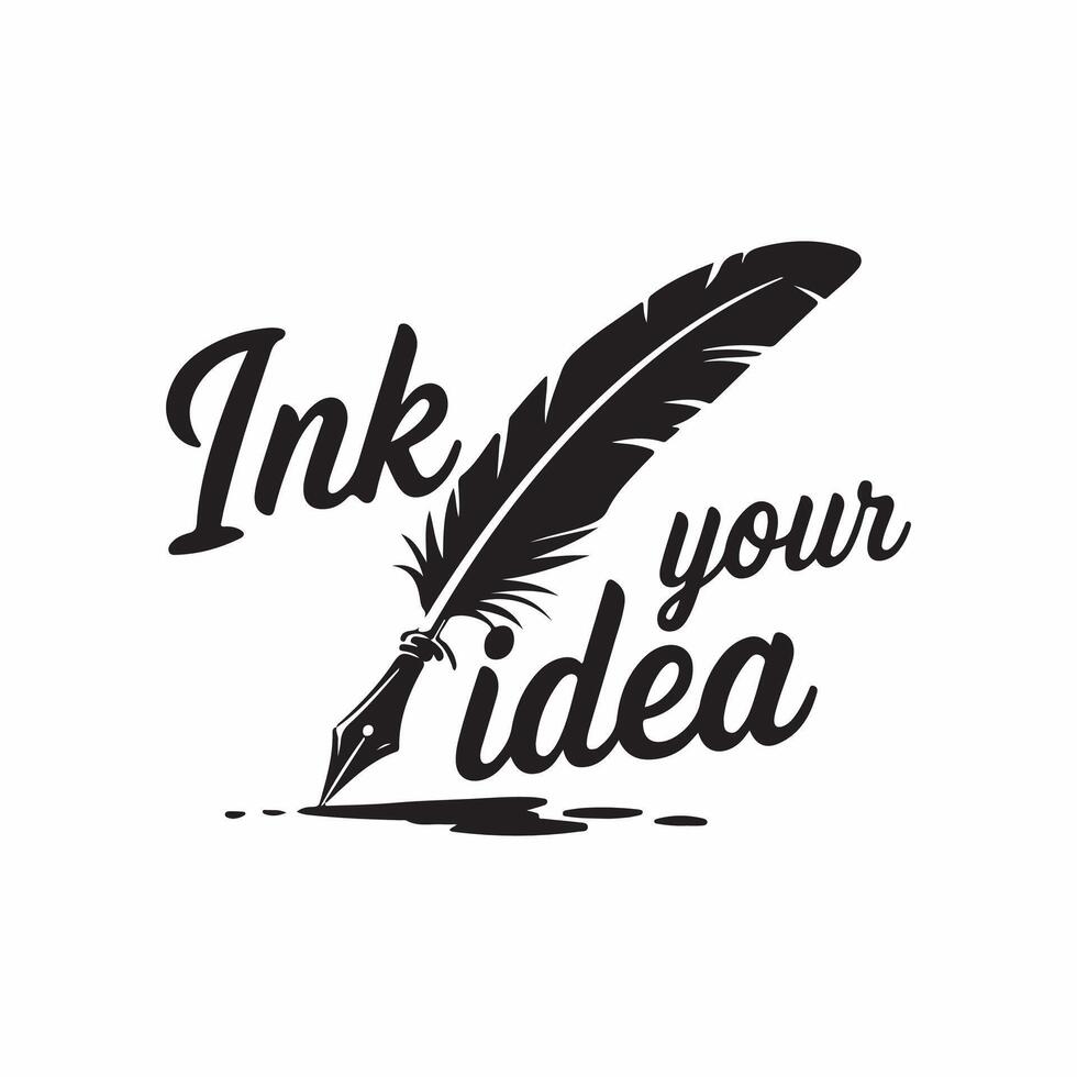ink your idea logo with a feather pen vector