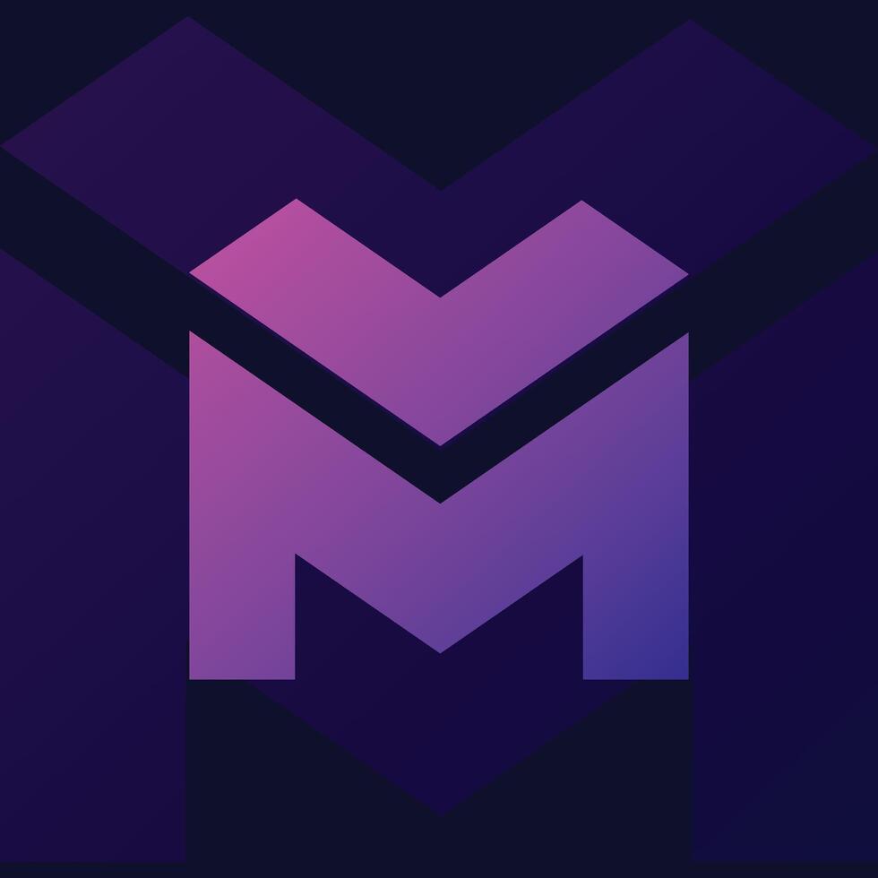 the m logo in purple and blue vector