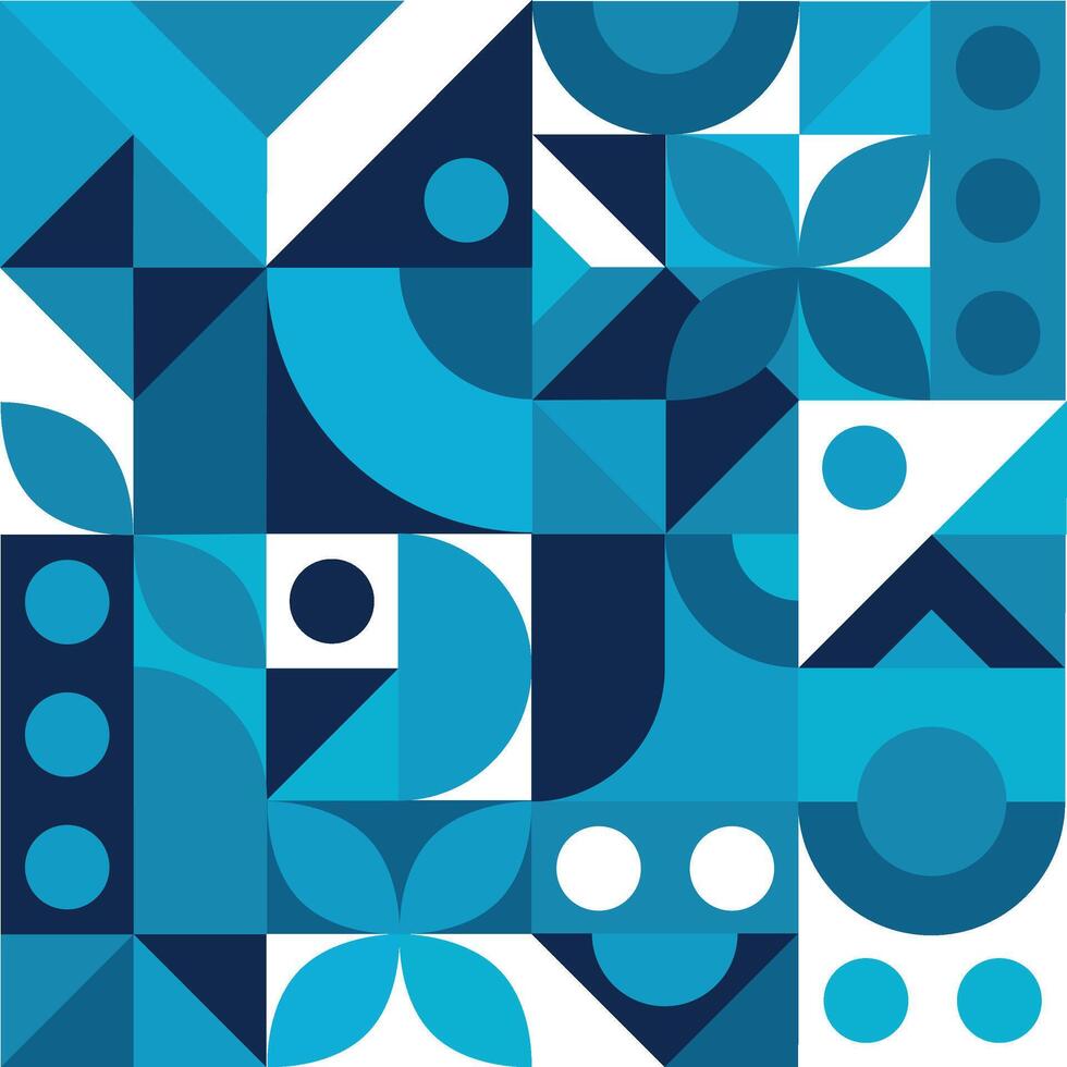 a blue and white abstract pattern with geometric shapes vector