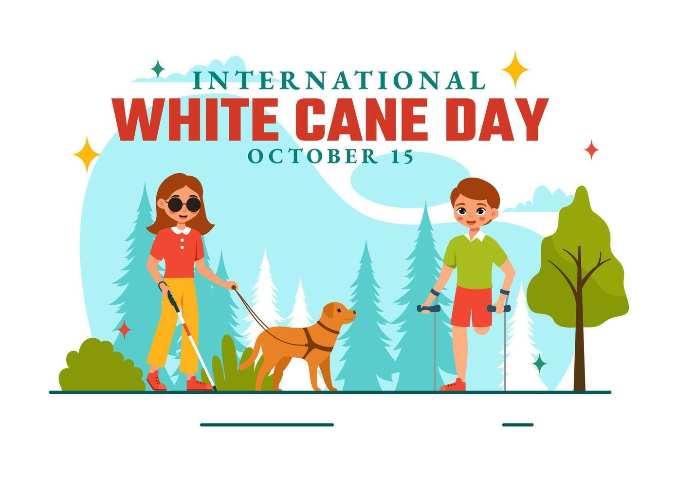 White Cane Awareness Day Design for People with Visual Disabilities vector