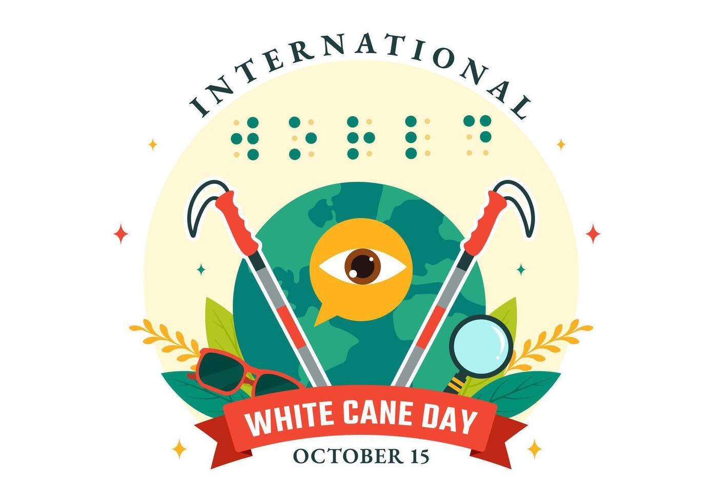 Illustration of White Cane Day with Safety Cane for Visually Impaired vector