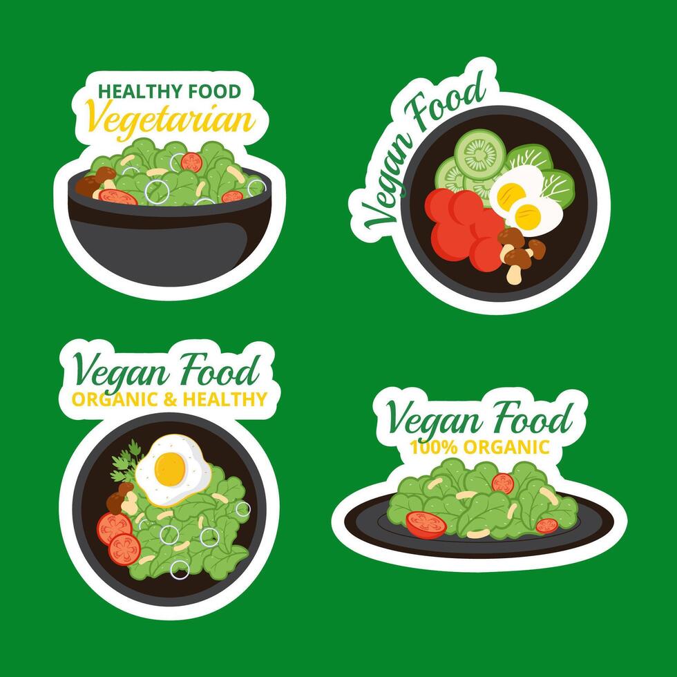 Plant-Based Diet Label Flat Cartoon Background Illustration vector