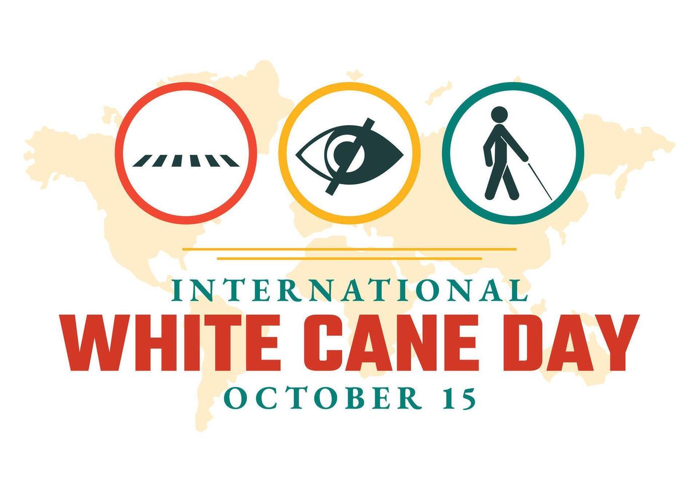 International White Cane Safety Day on 15 October with Visual Impairment Awareness vector