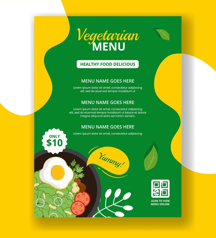 Eco-Friendly Vegan Lifestyle Menu Flat Cartoon Illustration vector