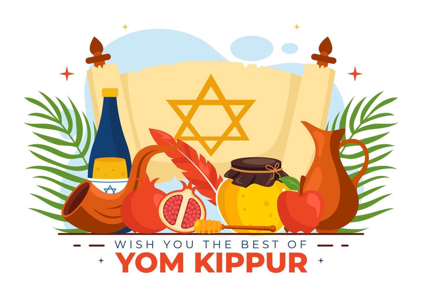 Yom Kippur Blessings Illustration in Flat Style Background vector