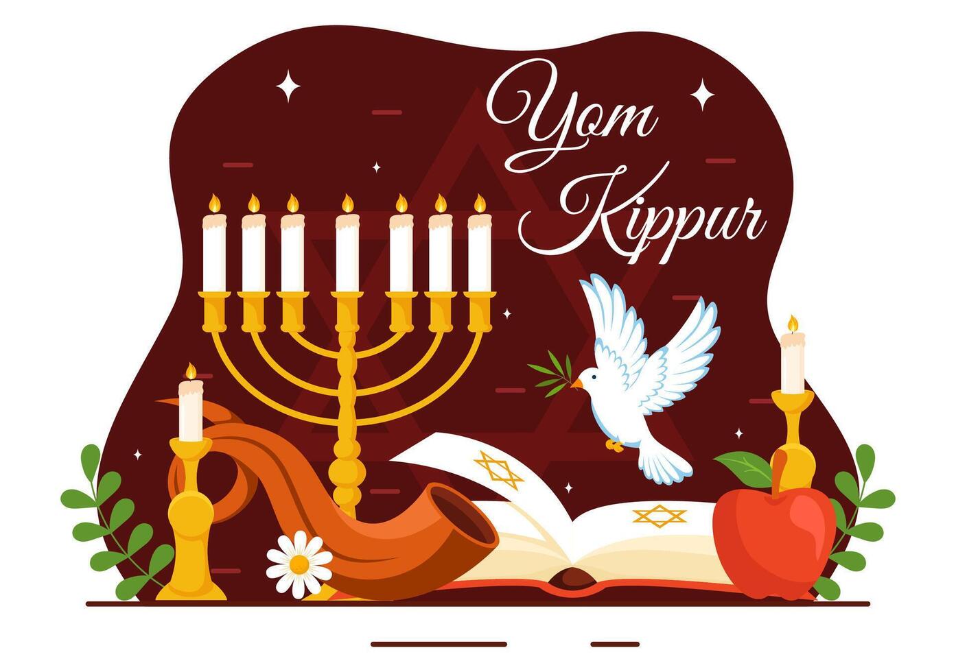Jewish Tradition Yom Kippur Illustration in Flat Background vector