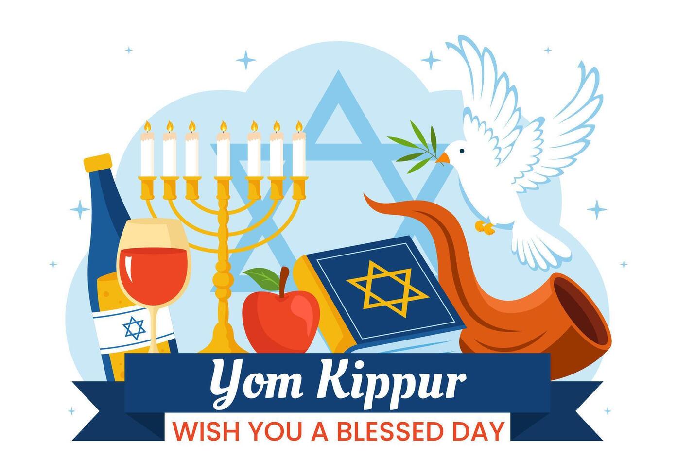 Yom Kippur Religious Observance Illustration in Flat Cartoon Background vector