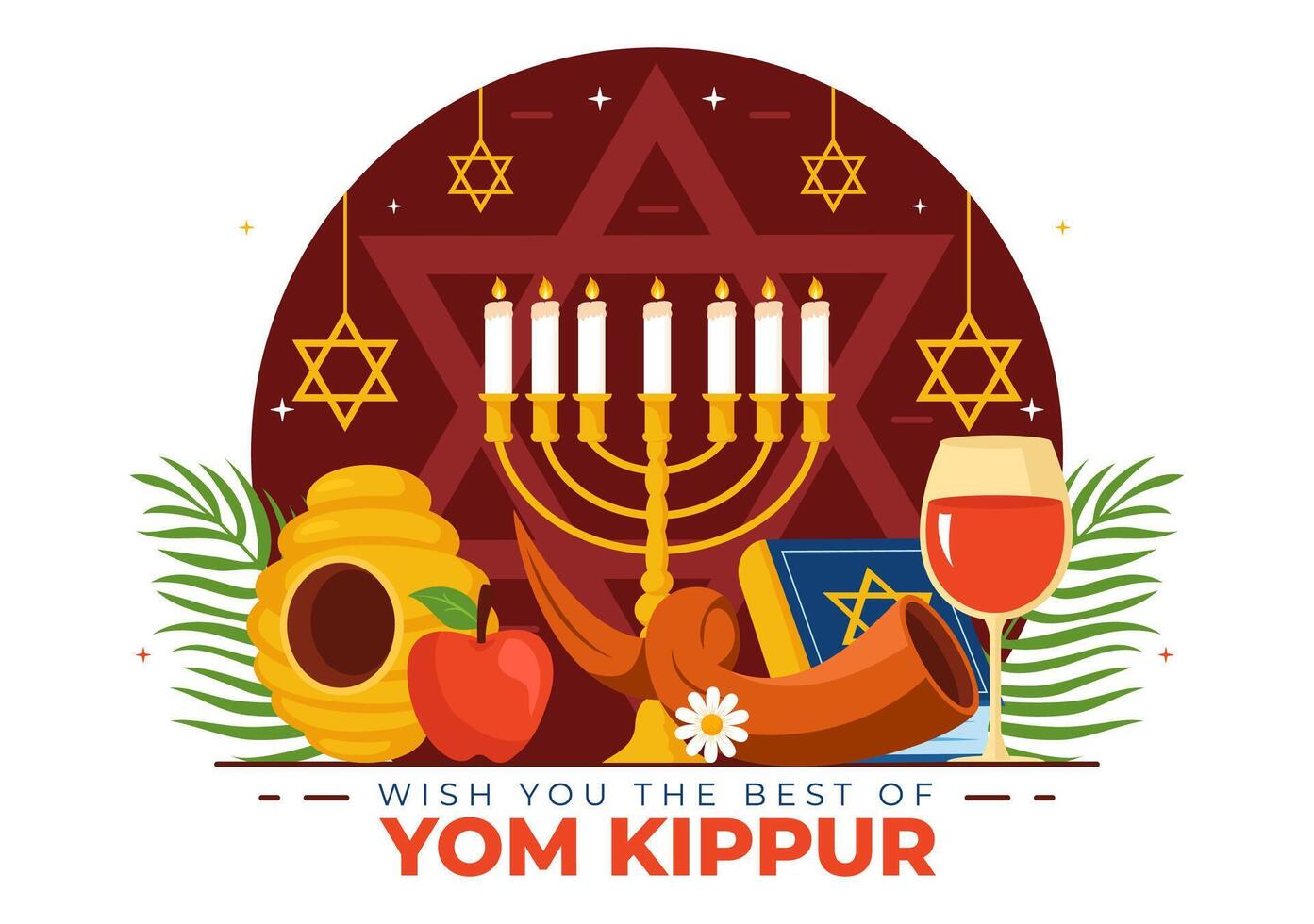 Flat Style Illustration for Yom Kippur Celebration in Judaism vector