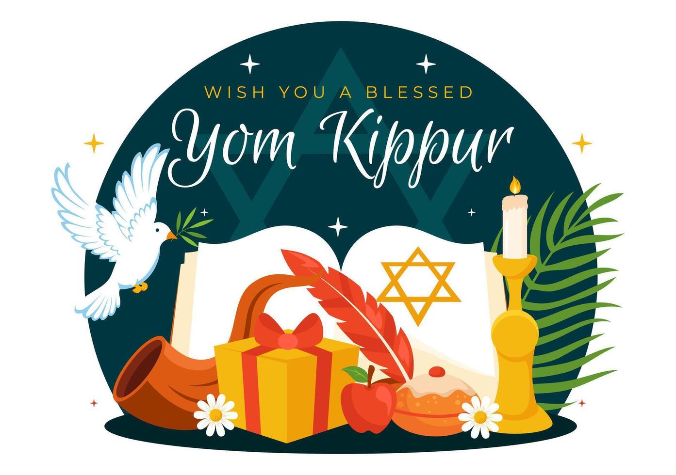 Illustration for Yom Kippur Celebrating the Day of Atonement in Judaism vector