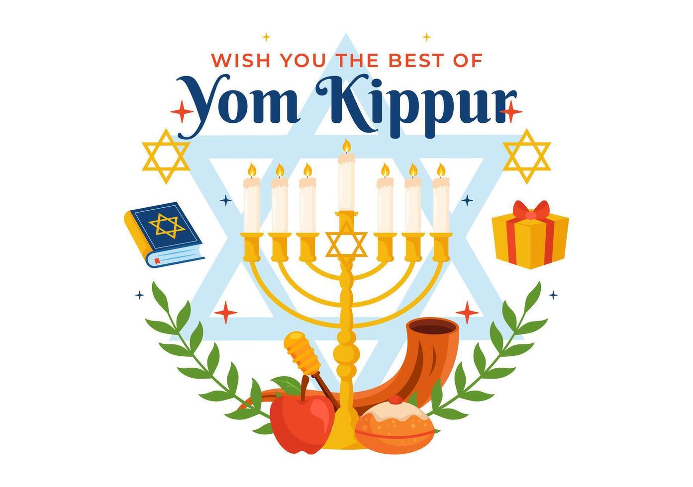 Yom Kippur Design Celebrating the Day of Atonement in Flat Style vector