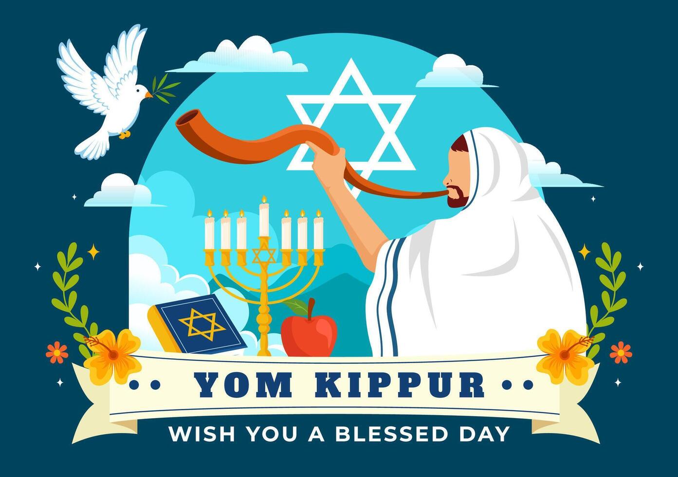 Yom Kippur Illustration Celebrating the Day of Atonement in Judaism vector