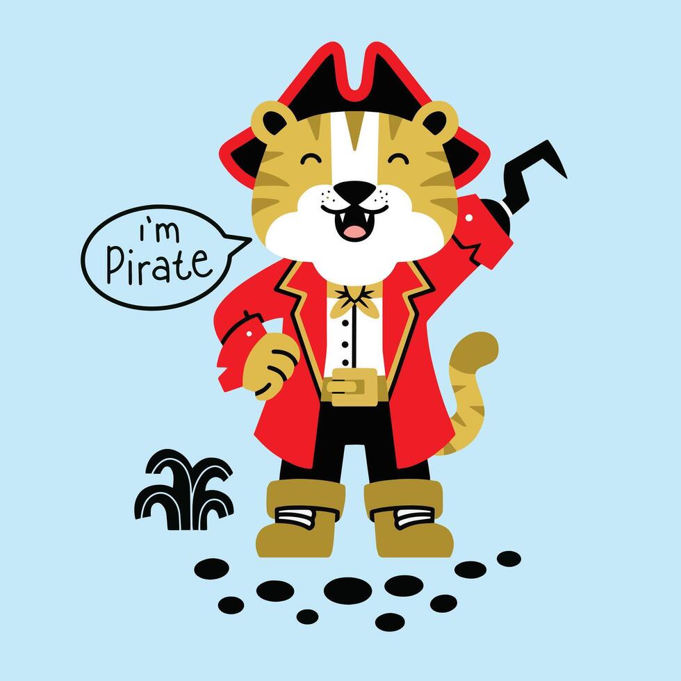 Cute tiger pirates vector