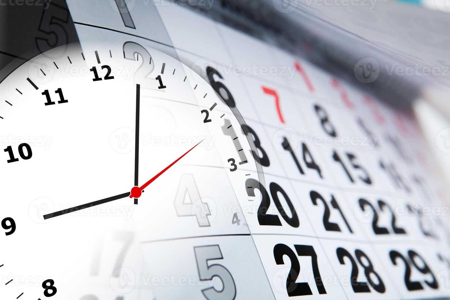 wall calendar with the number of days and clock photo